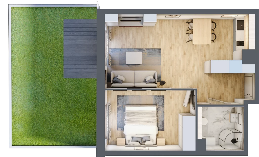 2 pokoje, apartament inwestycyjny 41,10 m², parter, oferta nr MN08, Apartamenty Wypoczynkowa, Jastrzębia Góra, ul. Wypoczynkowa
