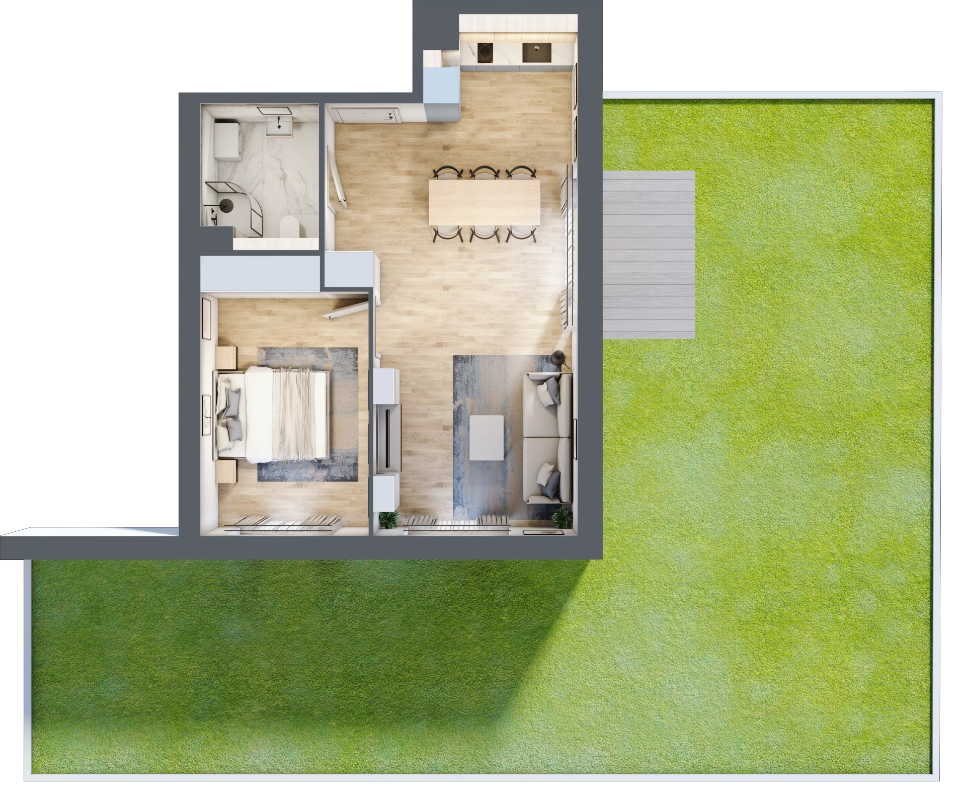 2 pokoje, apartament inwestycyjny 47,46 m², parter, oferta nr MN03, Apartamenty Wypoczynkowa, Jastrzębia Góra, ul. Wypoczynkowa