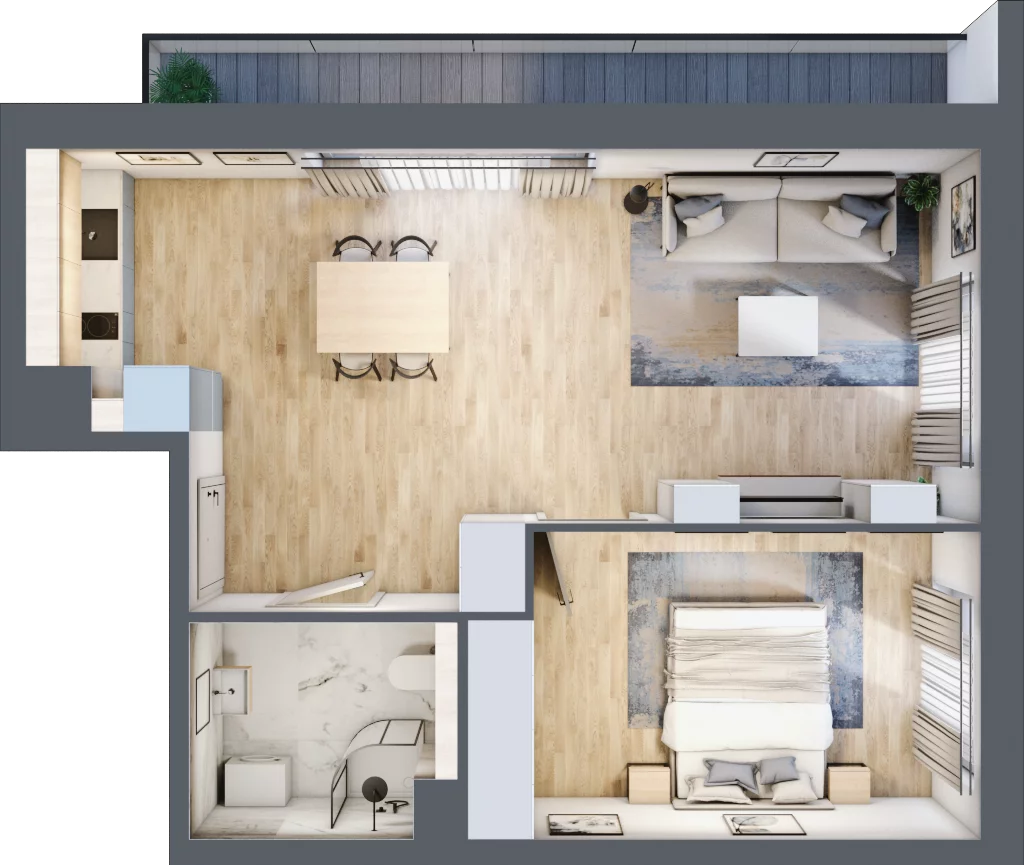 2 pokoje, apartament inwestycyjny 47,46 m², piętro 3, oferta nr MN49, Apartamenty Wypoczynkowa, Jastrzębia Góra, ul. Wypoczynkowa