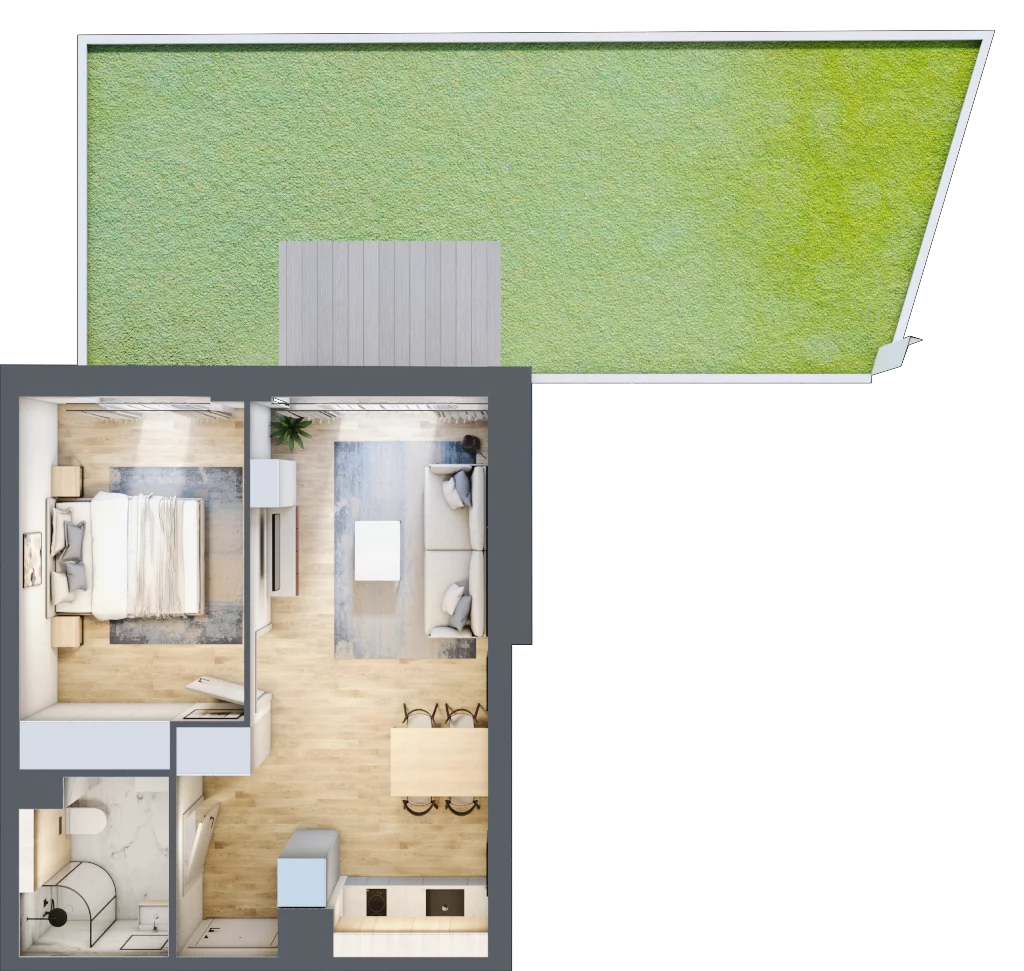 2 pokoje, apartament inwestycyjny 38,73 m², parter, oferta nr MN09, Apartamenty Wypoczynkowa, Jastrzębia Góra, ul. Wypoczynkowa