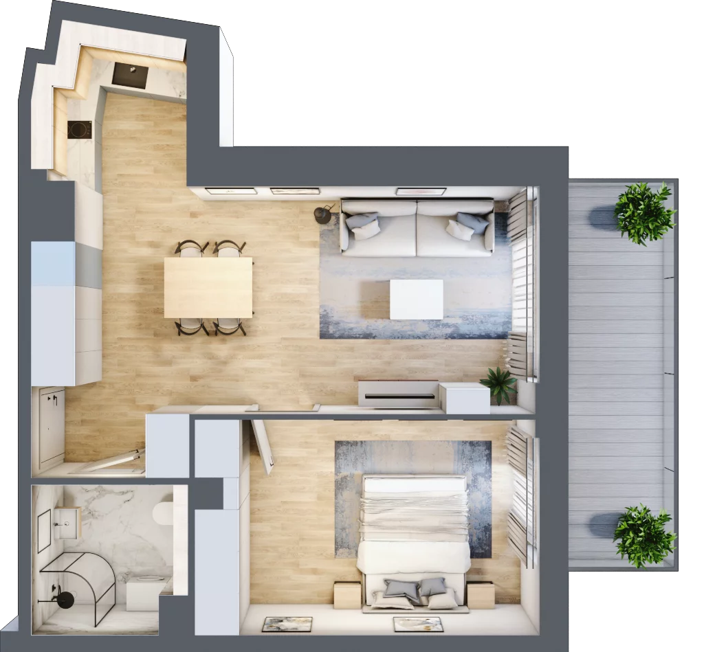 2 pokoje, apartament inwestycyjny 45,08 m², piętro 2, oferta nr MN42, Apartamenty Wypoczynkowa, Jastrzębia Góra, ul. Wypoczynkowa