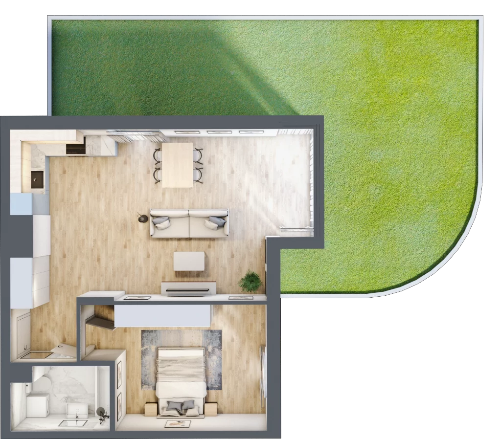 2 pokoje, mieszkanie 59,60 m², parter, oferta nr 6A0001, Jaśminowy Mokotów VI Wille Miejskie, Warszawa, Mokotów, Stegny, ul. Białego Dębu