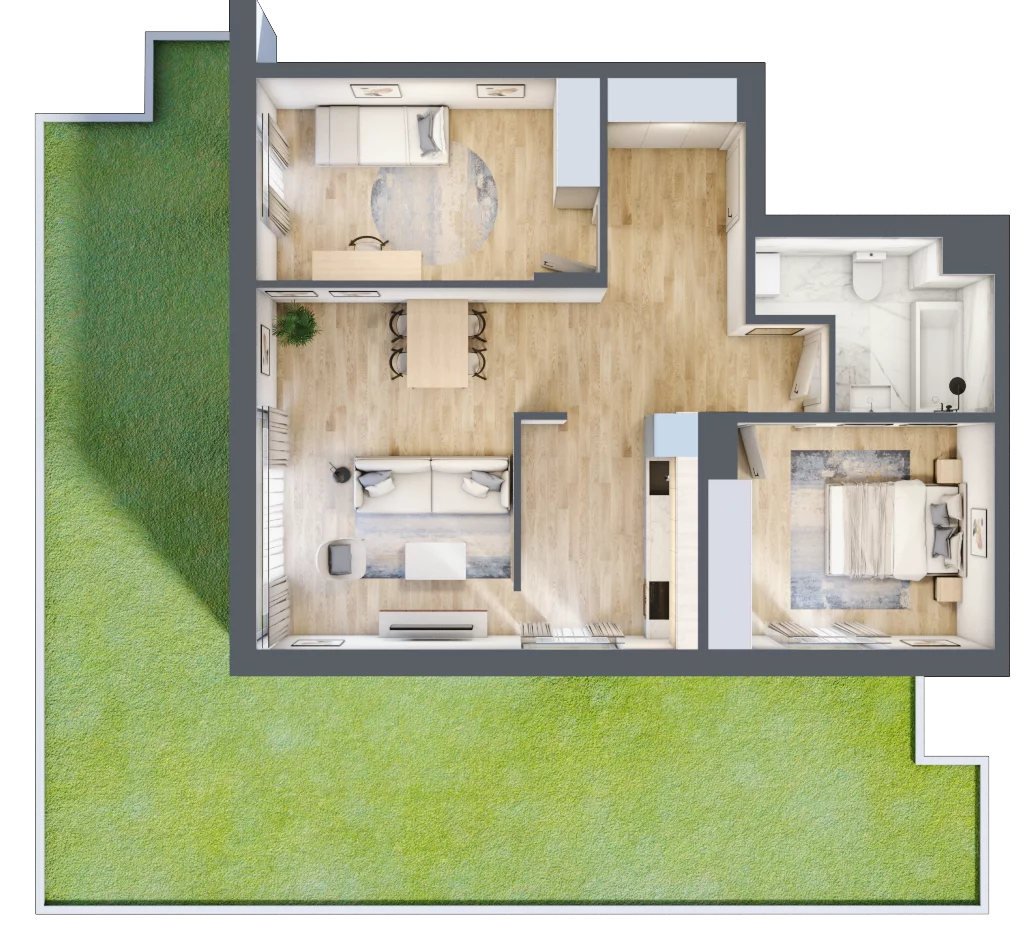 3 pokoje, mieszkanie 71,19 m², parter, oferta nr 6A0003, Jaśminowy Mokotów VI Wille Miejskie, Warszawa, Mokotów, Stegny, ul. Białego Dębu