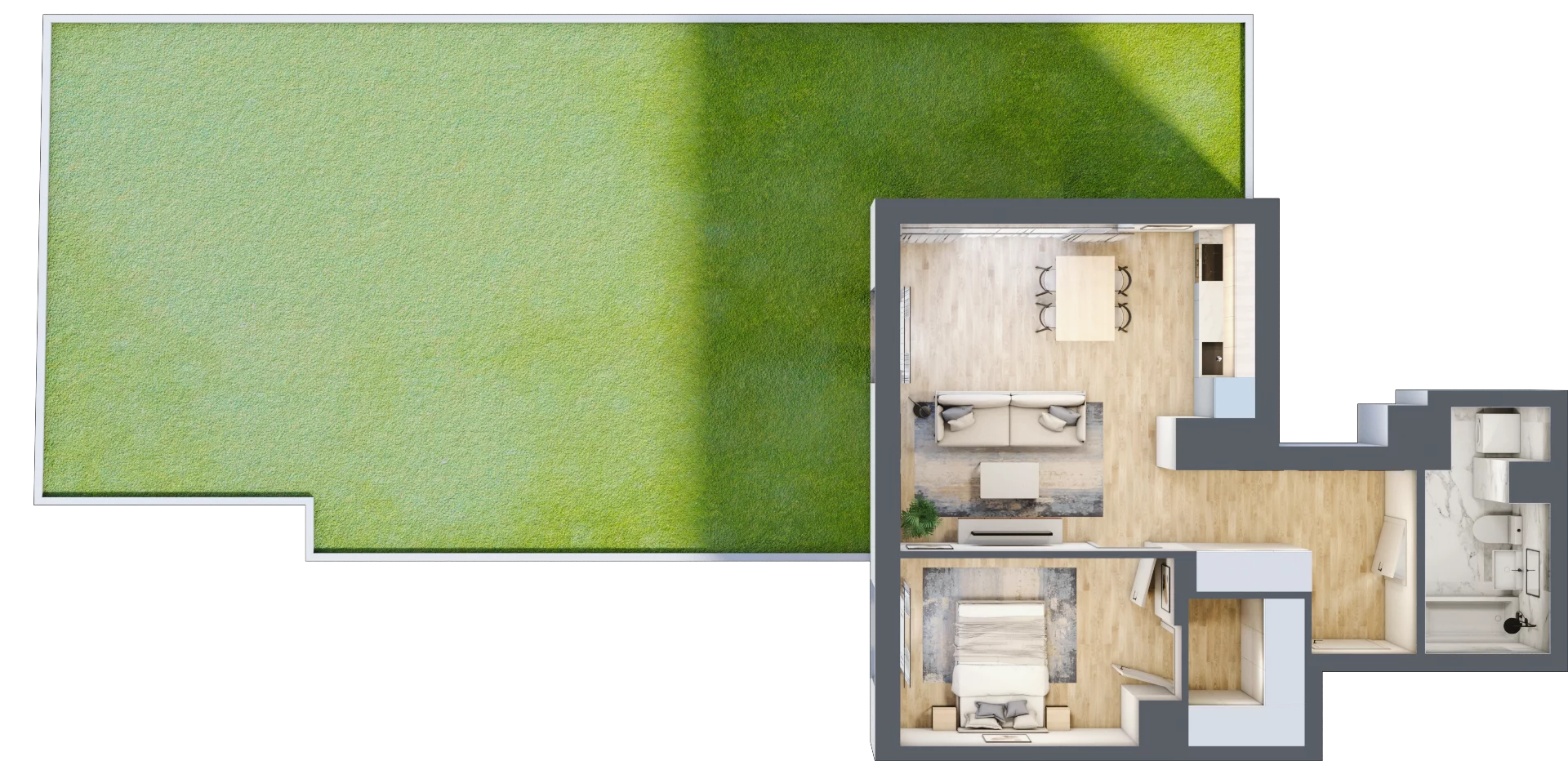 2 pokoje, mieszkanie 52,06 m², parter, oferta nr 6B0004, Jaśminowy Mokotów VI Wille Miejskie, Warszawa, Mokotów, Stegny, ul. Białego Dębu