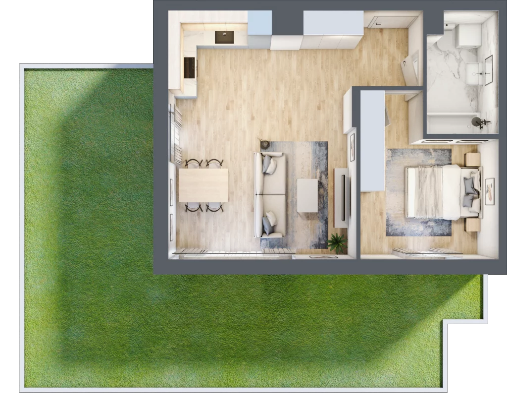 2 pokoje, mieszkanie 49,84 m², parter, oferta nr 6C0004, Jaśminowy Mokotów VI Wille Miejskie, Warszawa, Mokotów, Stegny, ul. Białego Dębu