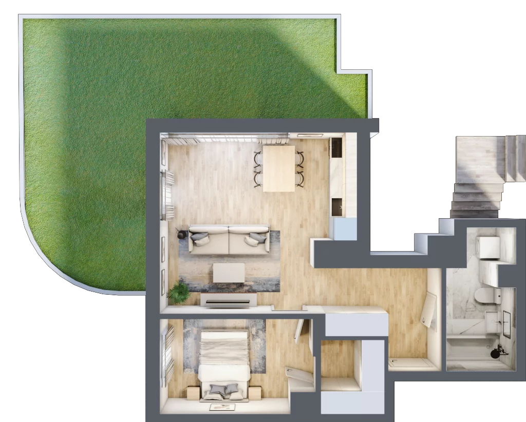 2 pokoje, mieszkanie 50,51 m², parter, oferta nr 6D0004, Jaśminowy Mokotów VI Wille Miejskie, Warszawa, Mokotów, Stegny, ul. Białego Dębu