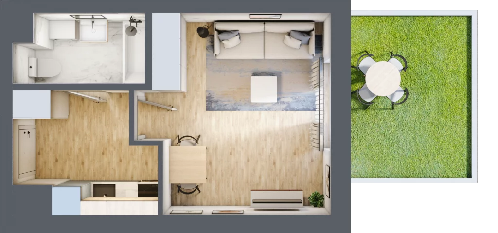 1 pokój, mieszkanie 27,63 m², parter, oferta nr BA0011, Stilla, Warszawa, Włochy, Raków, ul. Fajansowa 5
