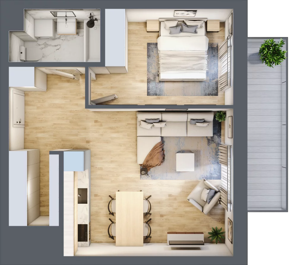 2 pokoje, mieszkanie 47,49 m², piętro 1, oferta nr BA0122, Stilla, Warszawa, Włochy, Raków, ul. Fajansowa 5