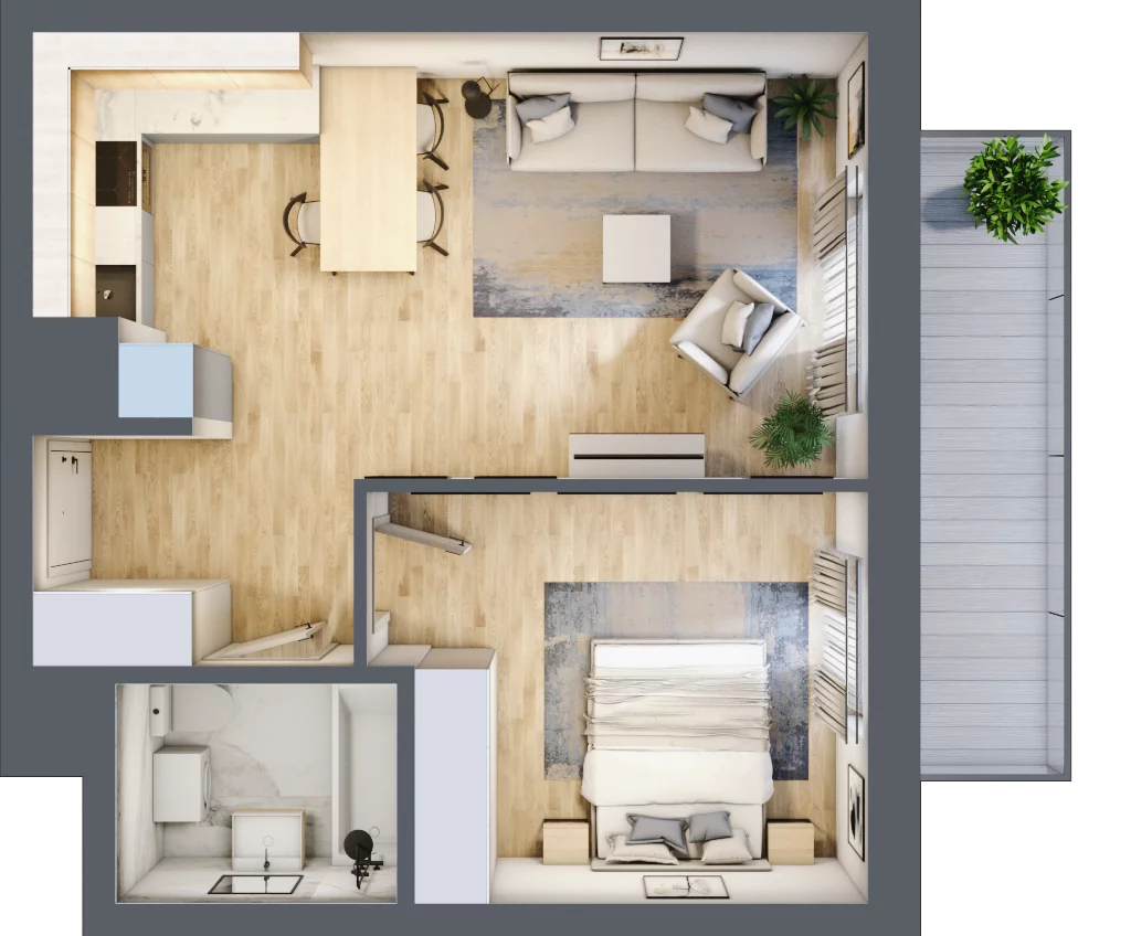 2 pokoje, mieszkanie 45,10 m², piętro 3, oferta nr BA0352, Stilla, Warszawa, Włochy, Raków, ul. Fajansowa 5