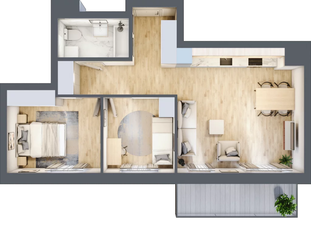 3 pokoje, mieszkanie 56,53 m², piętro 3, oferta nr BA0356, Stilla, Warszawa, Włochy, Raków, ul. Fajansowa 5