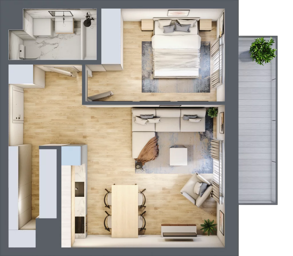 2 pokoje, mieszkanie 48,43 m², piętro 7, oferta nr BA0797, Stilla, Warszawa, Włochy, Raków, ul. Fajansowa 5