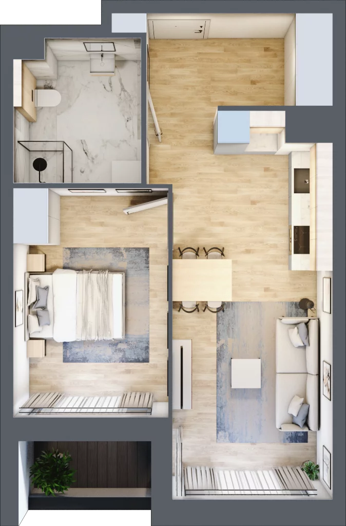 2 pokoje, apartament 47,07 m², piętro 1, oferta nr 1BC0103, Awangarda Mogilska, Kraków, Prądnik Czerwony, Rakowice, ul. Mogilska 126