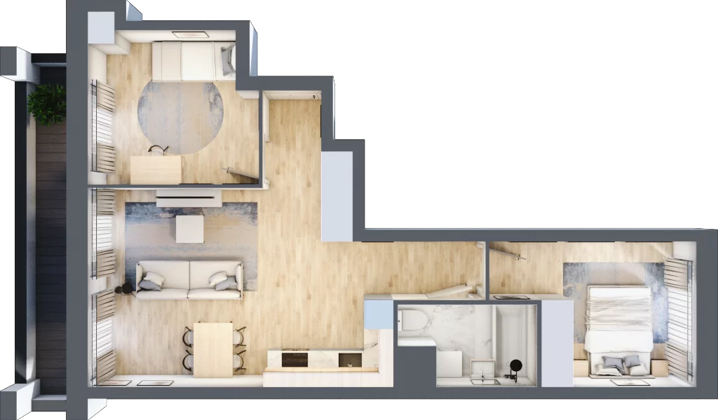 3 pokoje, apartament 56,66 m², piętro 2, oferta nr 1BC0201, Awangarda Mogilska, Kraków, Prądnik Czerwony, Rakowice, ul. Mogilska 126