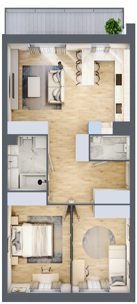 3 pokoje, mieszkanie 63,85 m², piętro 1, oferta nr 14, Zalesie, Ignatki-Osiedle, ul. Leśna