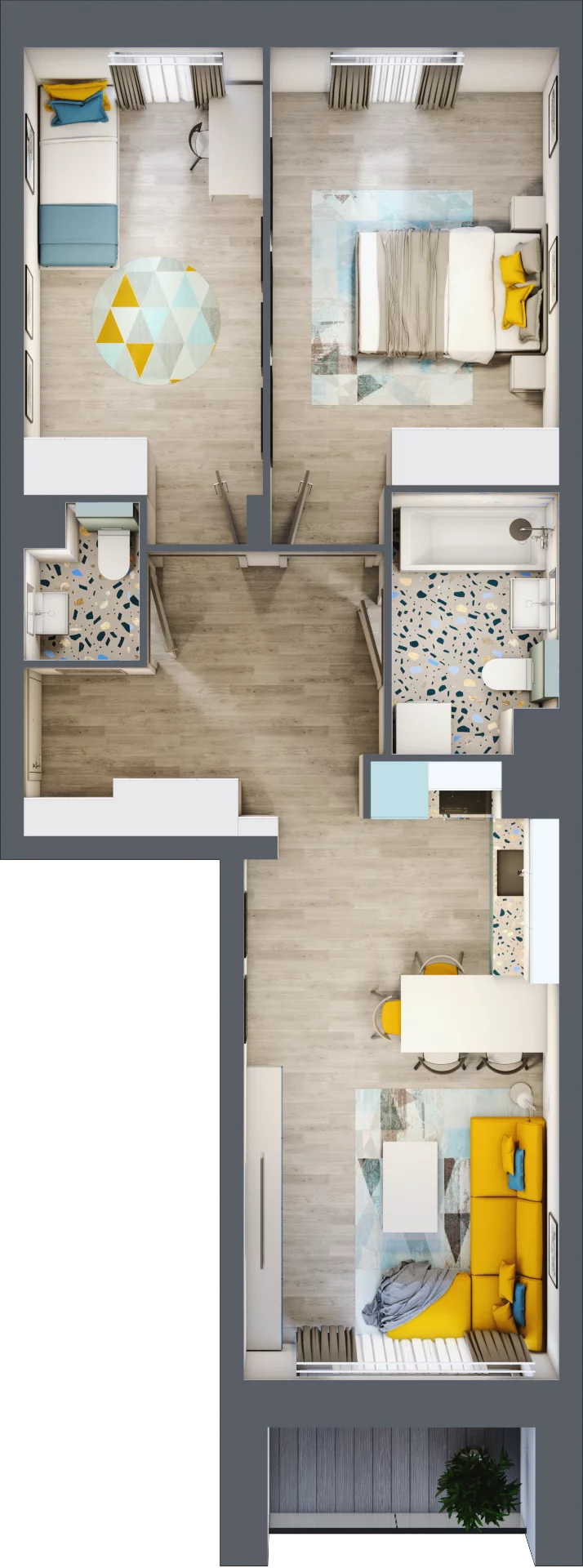 3 pokoje, mieszkanie 61,37 m², piętro 4, oferta nr 44, Apart Warszawska, Białystok, Piasta II, ul. Warszawska/ Piastowska