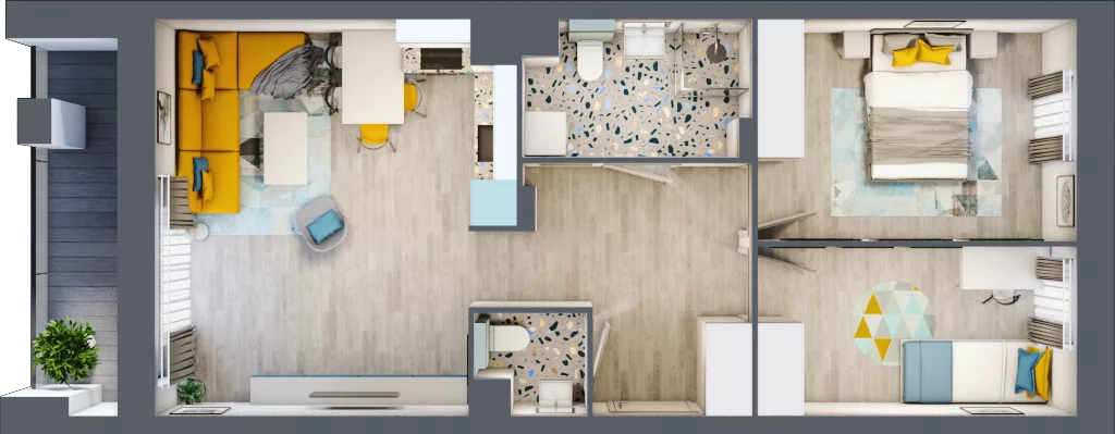 3 pokoje, mieszkanie 58,19 m², piętro 4, oferta nr 48, Apart Warszawska, Białystok, Piasta II, ul. Warszawska/ Piastowska