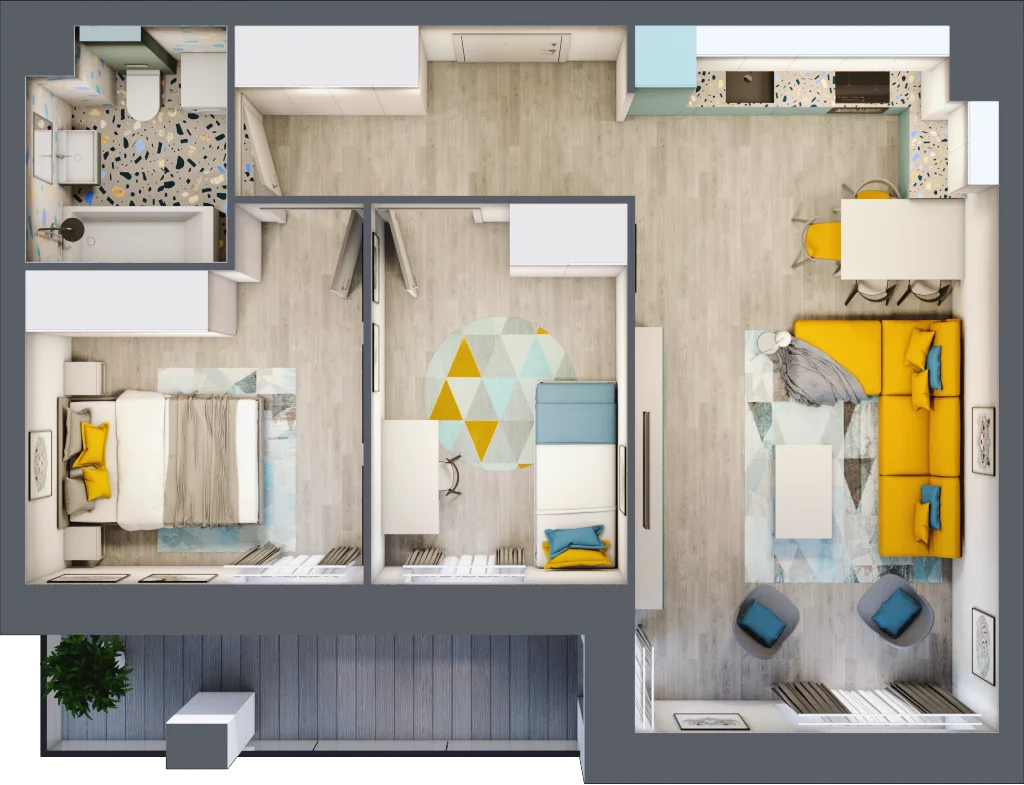 3 pokoje, mieszkanie 54,03 m², piętro 4, oferta nr 45, Apart Warszawska, Białystok, Piasta II, ul. Warszawska/ Piastowska
