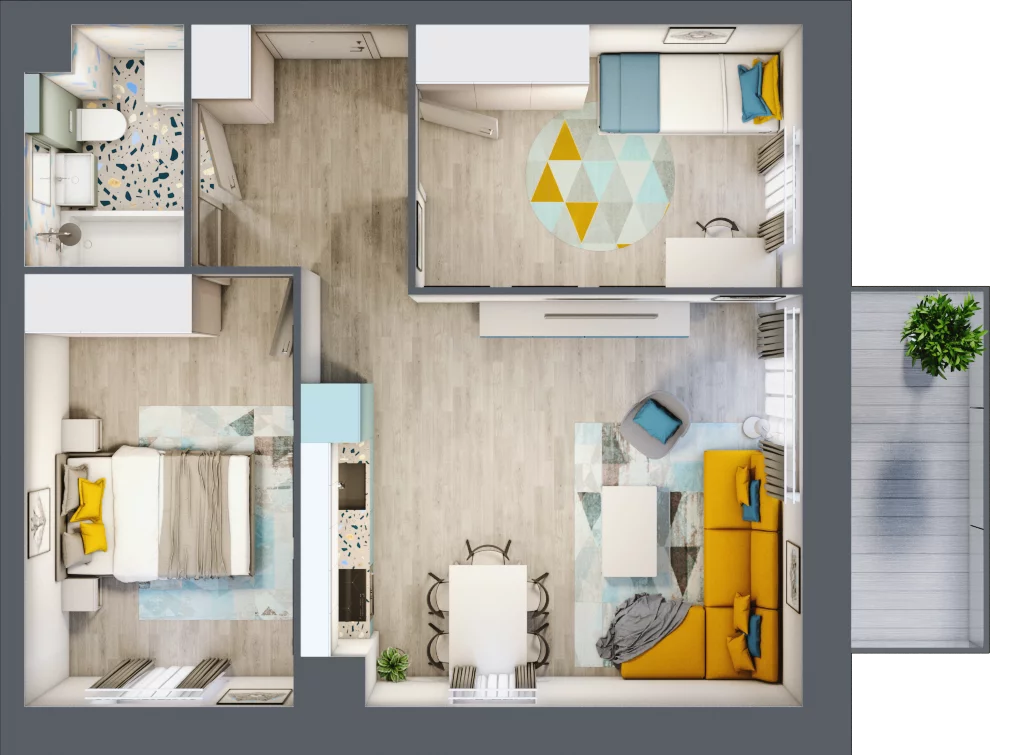 3 pokoje, mieszkanie 51,57 m², piętro 3, oferta nr 72, Apart Warszawska, Białystok, Piasta II, ul. Warszawska/ Piastowska