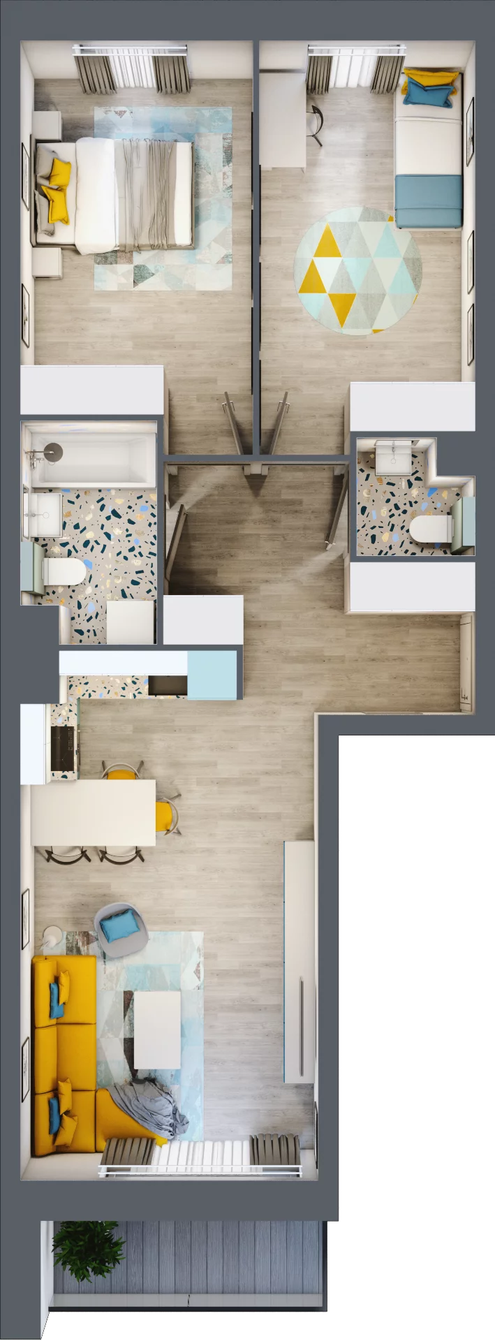 3 pokoje, mieszkanie 63,32 m², piętro 2, oferta nr 64, Apart Warszawska, Białystok, Piasta II, ul. Warszawska/ Piastowska