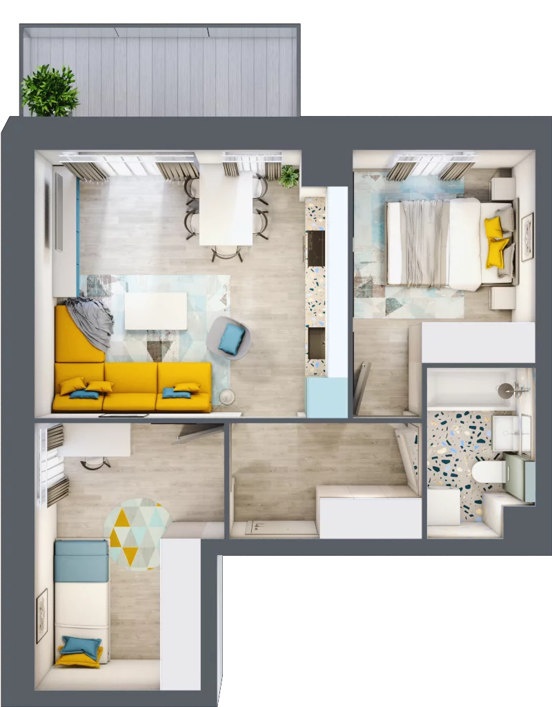 3 pokoje, mieszkanie 45,34 m², piętro 3, oferta nr 17, Apart Warszawska, Białystok, Piasta II, ul. Warszawska/ Piastowska