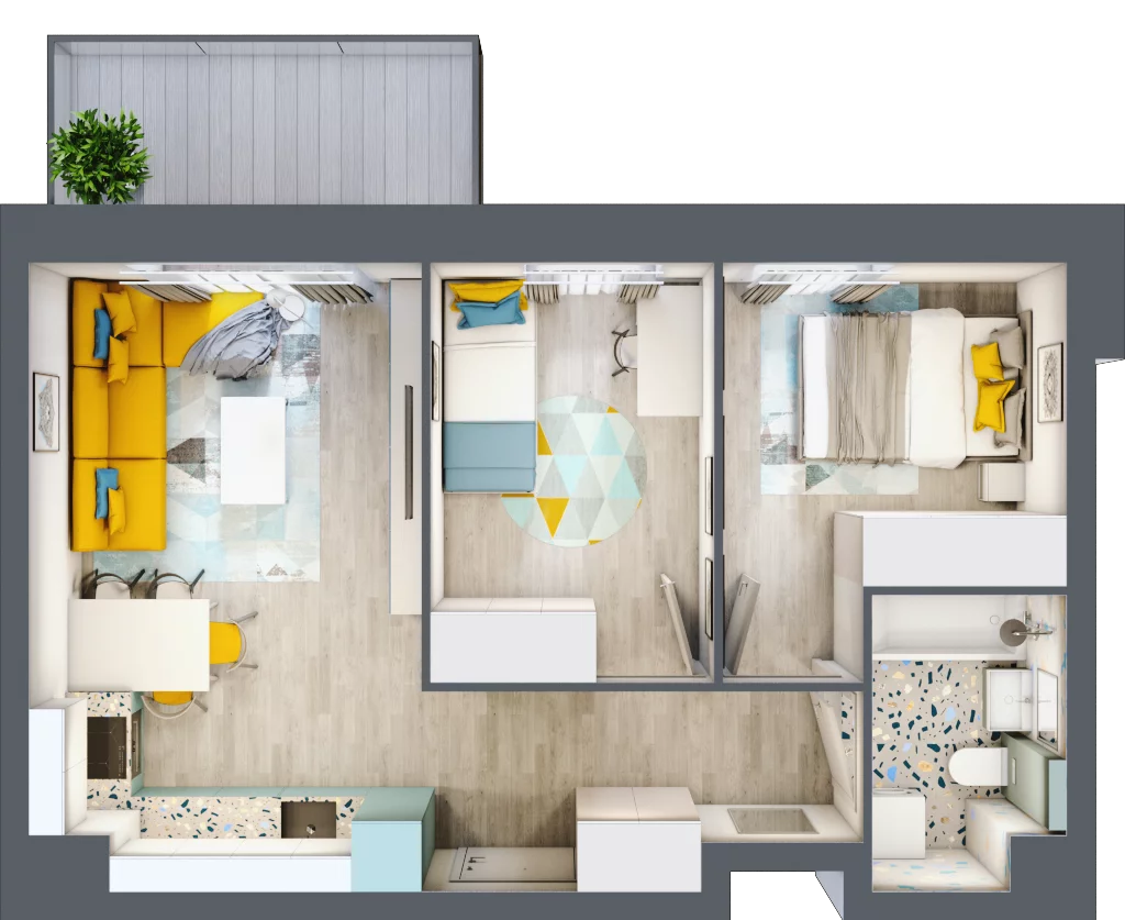 3 pokoje, mieszkanie 43,92 m², piętro 4, oferta nr 26, Apart Warszawska, Białystok, Piasta II, ul. Warszawska/ Piastowska