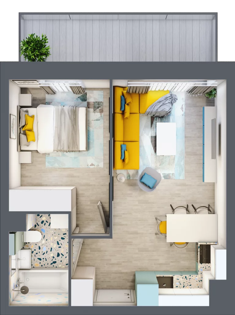 2 pokoje, mieszkanie 35,67 m², piętro 2, oferta nr 65, Apart Warszawska, Białystok, Piasta II, ul. Warszawska/ Piastowska
