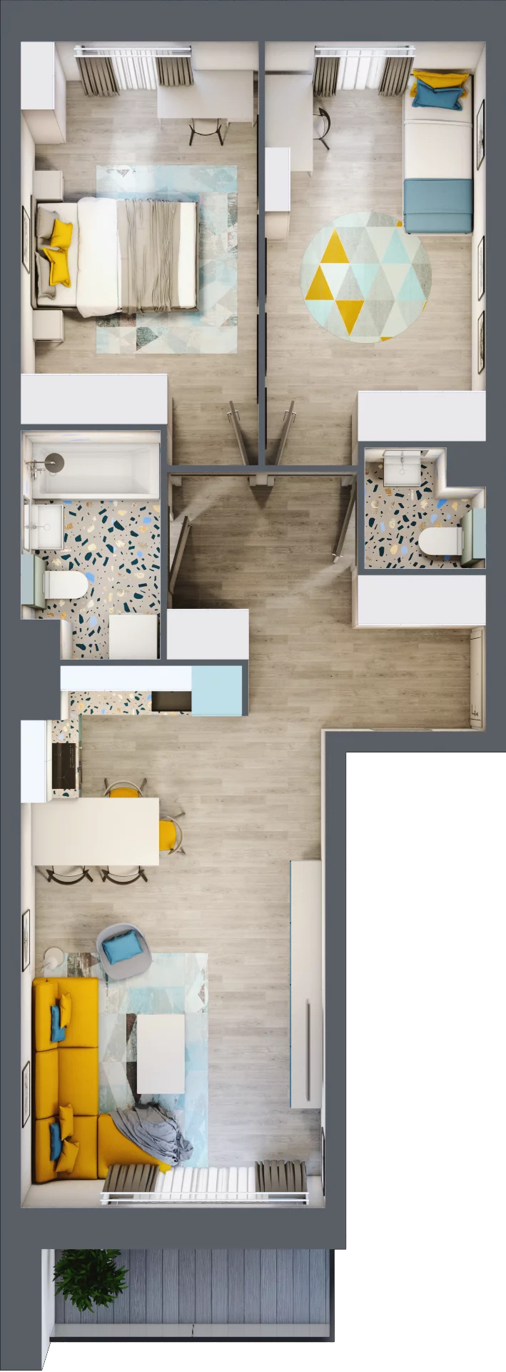 3 pokoje, mieszkanie 63,32 m², piętro 3, oferta nr 74, Apart Warszawska, Białystok, Piasta II, ul. Warszawska/ Piastowska