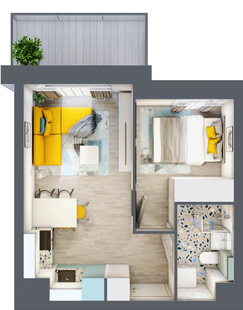 2 pokoje, mieszkanie 28,92 m², piętro 1, oferta nr 4, Apart Warszawska, Białystok, Piasta II, ul. Warszawska/ Piastowska