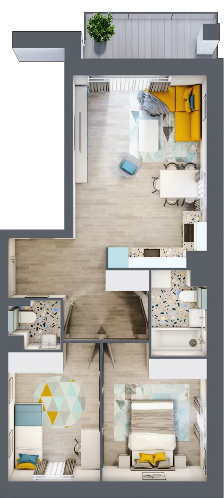 3 pokoje, mieszkanie 57,29 m², piętro 4, oferta nr 27, Apart Warszawska, Białystok, Piasta II, ul. Warszawska/ Piastowska