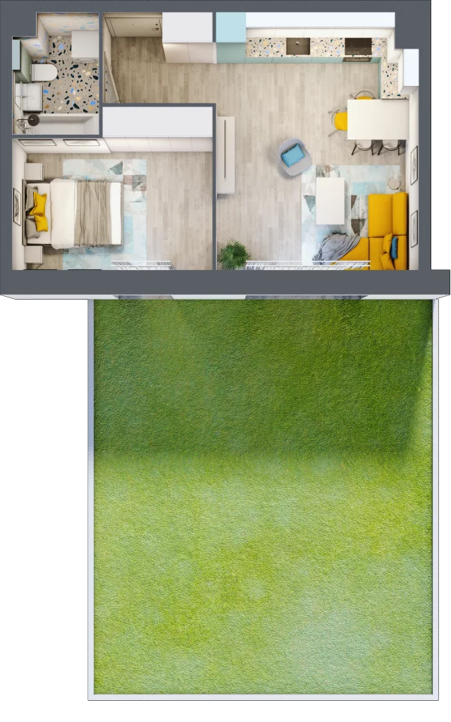 2 pokoje, mieszkanie 39,72 m², piętro 1, oferta nr 7, Apart Warszawska, Białystok, Piasta II, ul. Warszawska/ Piastowska