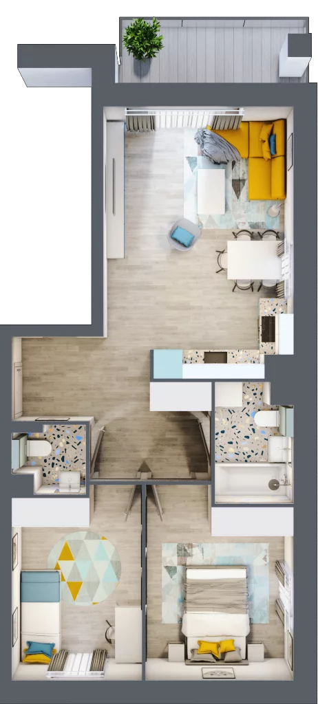 3 pokoje, mieszkanie 57,29 m², piętro 2, oferta nr 13, Apart Warszawska, Białystok, Piasta II, ul. Warszawska/ Piastowska