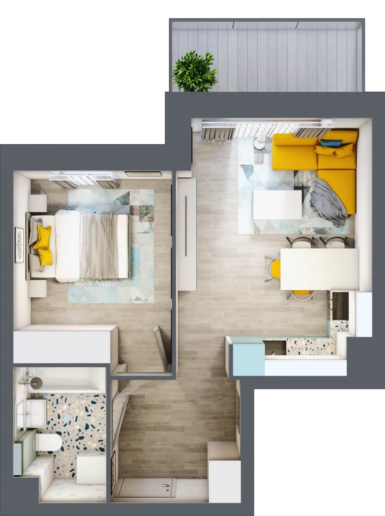 2 pokoje, mieszkanie 37,52 m², piętro 2, oferta nr 60, Apart Warszawska, Białystok, Piasta II, ul. Warszawska/ Piastowska