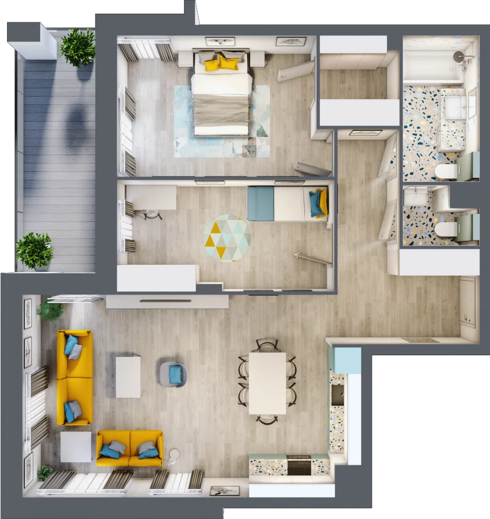 3 pokoje, mieszkanie 82,58 m², piętro 3, oferta nr 42, Apart Warszawska, Białystok, Piasta II, ul. Warszawska/ Piastowska