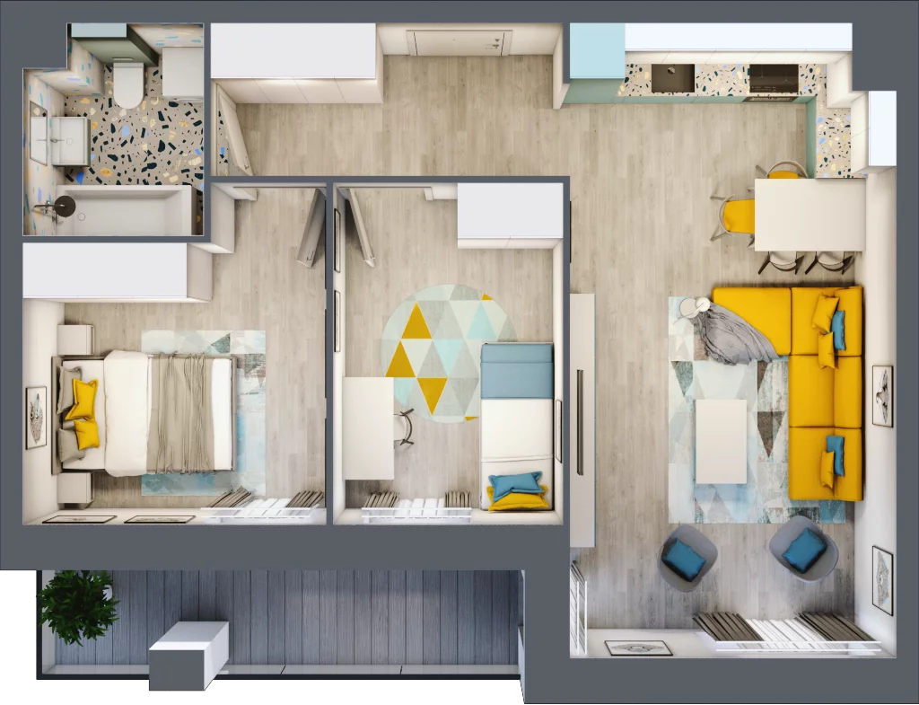 3 pokoje, mieszkanie 54,03 m², piętro 1, oferta nr 30, Apart Warszawska, Białystok, Piasta II, ul. Warszawska/ Piastowska