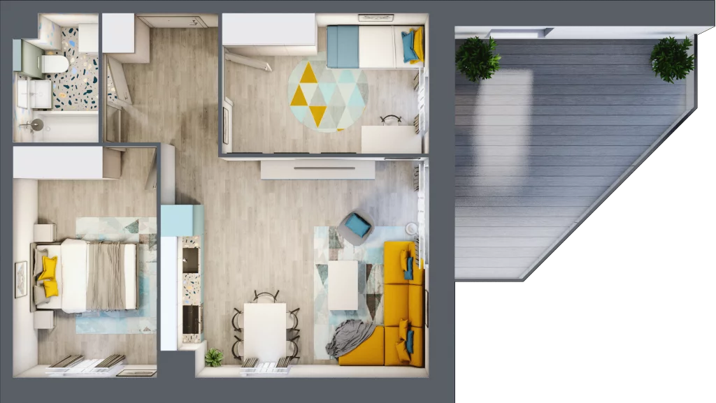 3 pokoje, mieszkanie 51,57 m², piętro 1, oferta nr 56, Apart Warszawska, Białystok, Piasta II, ul. Warszawska/ Piastowska
