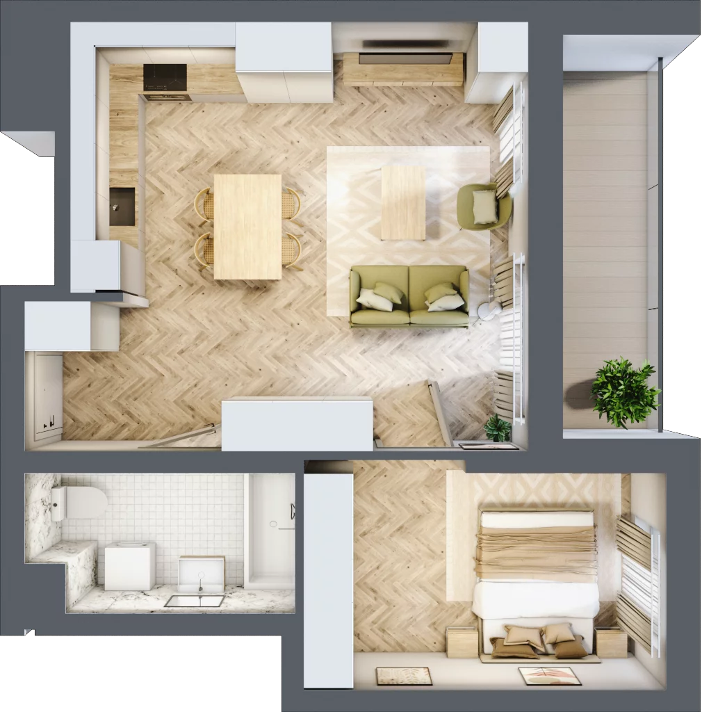 2 pokoje, mieszkanie 47,27 m², piętro 9, oferta nr 90, Ornament, Szczecin, Śródmieście, Nowe Miasto, al. Powstańców Wielkopolskich 100