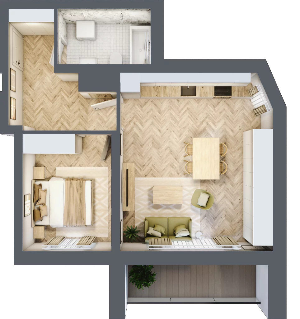 2 pokoje, mieszkanie 48,60 m², piętro 3, oferta nr 32, Ornament, Szczecin, Śródmieście, Nowe Miasto, al. Powstańców Wielkopolskich 100