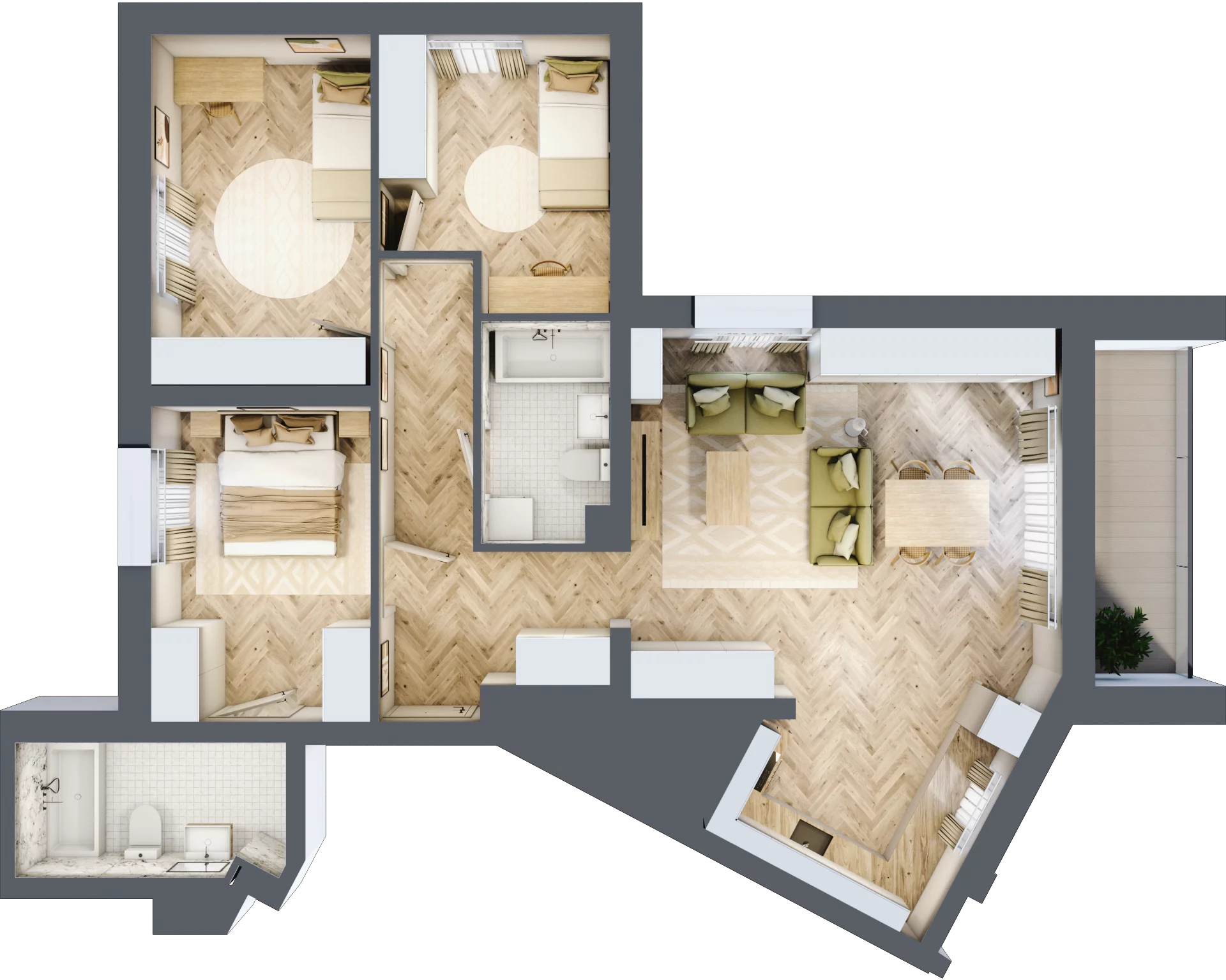 4 pokoje, mieszkanie 88,36 m², piętro 10, oferta nr 104, Ornament, Szczecin, Śródmieście, Nowe Miasto, al. Powstańców Wielkopolskich 100