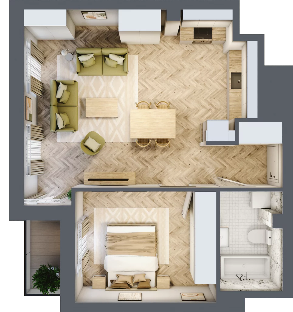 2 pokoje, mieszkanie 51,78 m², piętro 8, oferta nr 83, Ornament, Szczecin, Śródmieście, Nowe Miasto, al. Powstańców Wielkopolskich 100