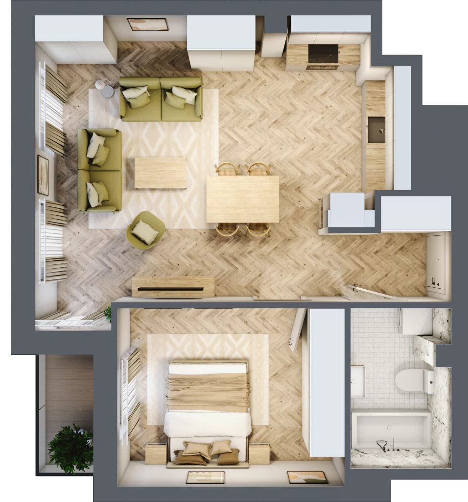 2 pokoje, mieszkanie 51,78 m², piętro 7, oferta nr 72, Ornament, Szczecin, Śródmieście, Nowe Miasto, al. Powstańców Wielkopolskich 100
