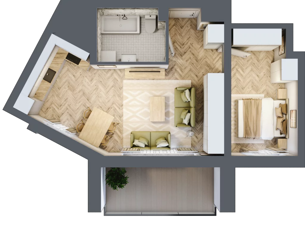 2 pokoje, mieszkanie 44,52 m², piętro 1, oferta nr 11, Ornament, Szczecin, Śródmieście, Nowe Miasto, al. Powstańców Wielkopolskich 100