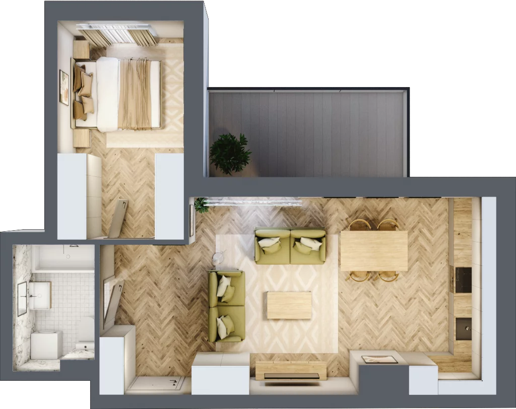 2 pokoje, mieszkanie 48,03 m², piętro 1, oferta nr 3, Ornament, Szczecin, Śródmieście, Nowe Miasto, al. Powstańców Wielkopolskich 100