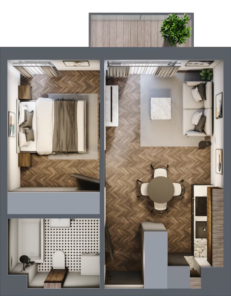 2 pokoje, mieszkanie 34,01 m², piętro 1, oferta nr M43, Przemiarki 16, Kraków, Dębniki, Ruczaj, ul. Przemiarki 16