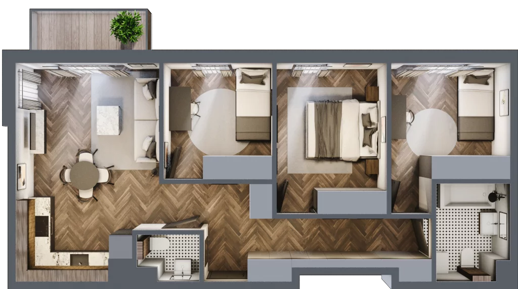 4 pokoje, mieszkanie 66,01 m², piętro 3, oferta nr M95, Przemiarki 16, Kraków, Dębniki, Ruczaj, ul. Przemiarki 16