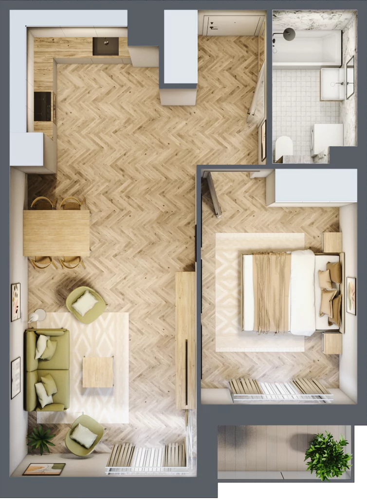 2 pokoje, mieszkanie 47,39 m², piętro 2, oferta nr M13, Nova Tymotkowa, Kraków, Dębniki, Ruczaj, ul. Tymotkowa / Kolista