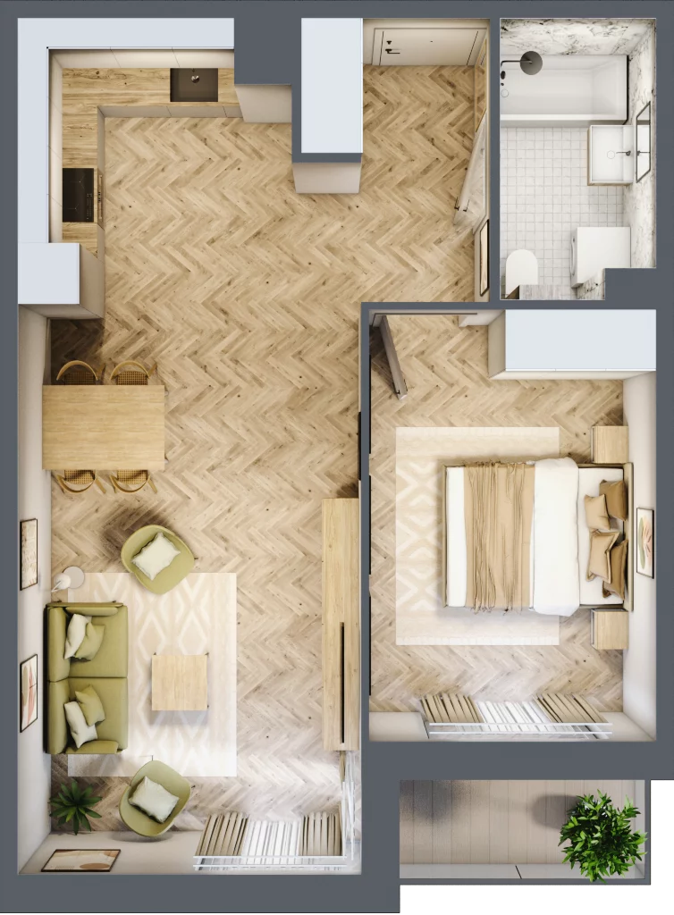 2 pokoje, mieszkanie 47,39 m², piętro 1, oferta nr M8, Nova Tymotkowa, Kraków, Dębniki, Ruczaj, ul. Tymotkowa / Kolista
