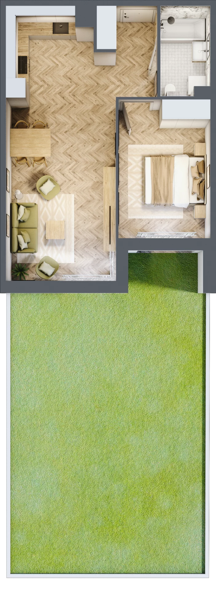 2 pokoje, mieszkanie 47,40 m², parter, oferta nr M4, Nova Tymotkowa, Kraków, Dębniki, Ruczaj, ul. Tymotkowa / Kolista
