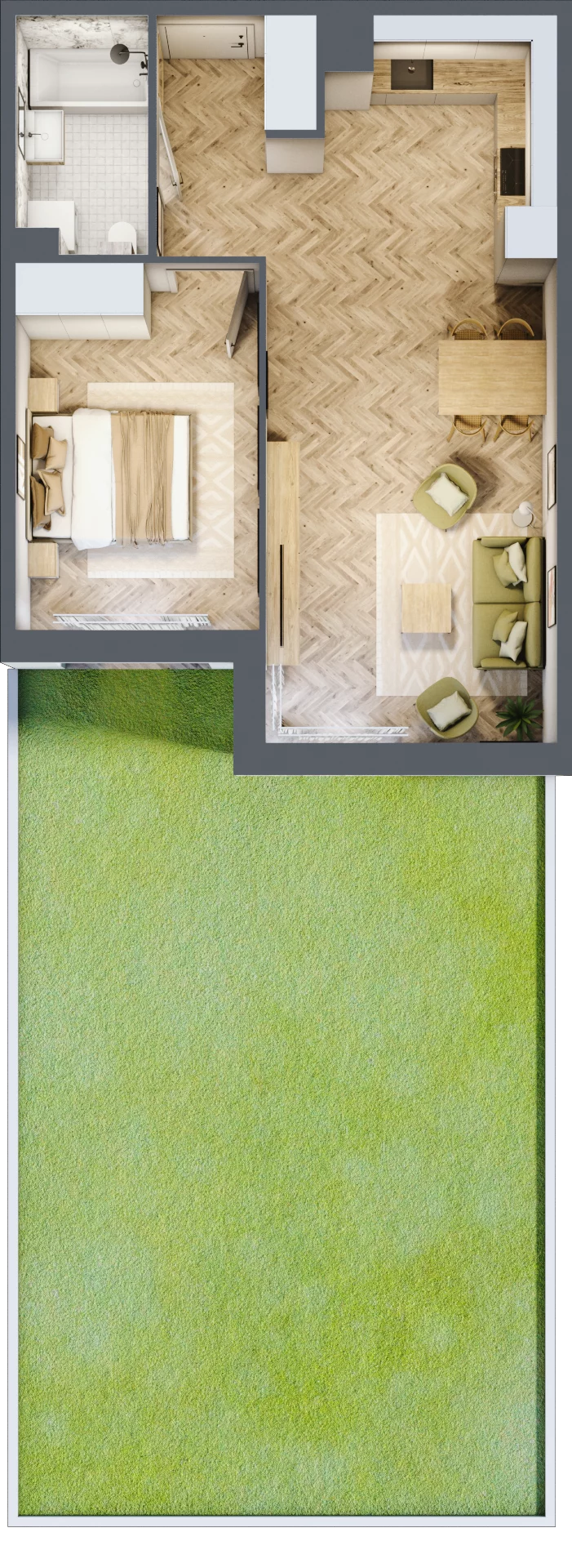 2 pokoje, mieszkanie 47,38 m², parter, oferta nr M2, Nova Tymotkowa, Kraków, Dębniki, Ruczaj, ul. Tymotkowa / Kolista