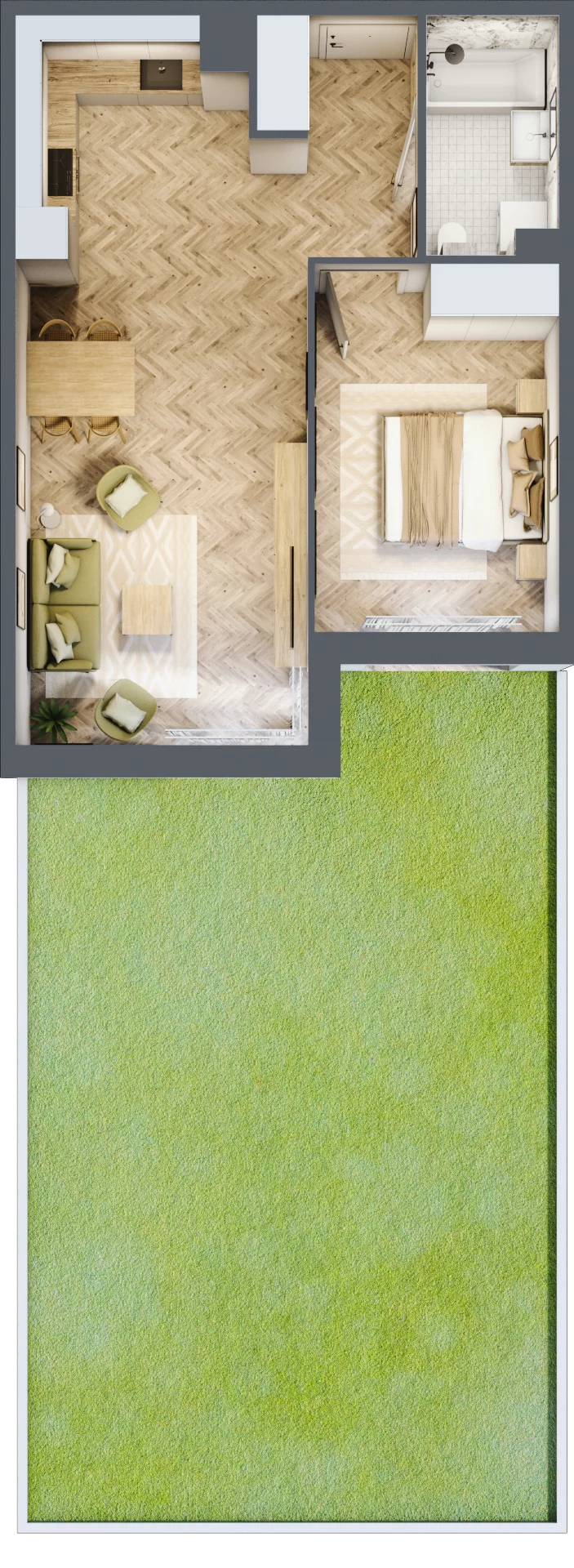 2 pokoje, mieszkanie 47,39 m², parter, oferta nr M3, Nova Tymotkowa, Kraków, Dębniki, Ruczaj, ul. Tymotkowa / Kolista
