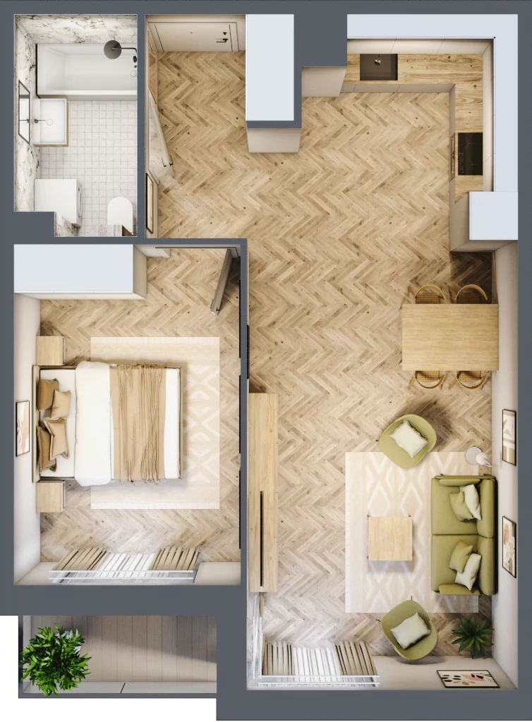 2 pokoje, mieszkanie 47,39 m², piętro 1, oferta nr M7, Nova Tymotkowa, Kraków, Dębniki, Ruczaj, ul. Tymotkowa / Kolista